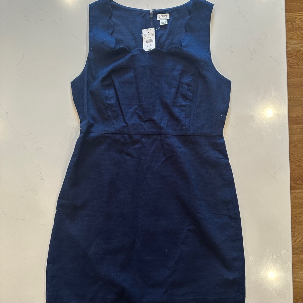 J. Crew Blue Sleeveless Crew Neck Sheath Dress
